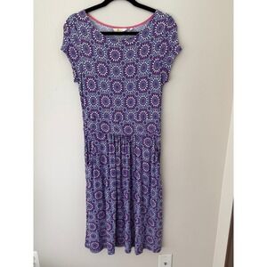 Boden Women's Purple Floral Print Short Sleeve Viscose Blend Dress‎ US 6